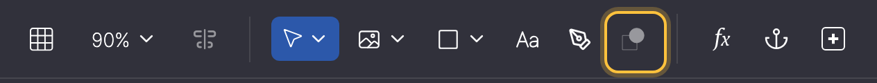 Toolbar mit markiertem Werkzeug Mask elements.
