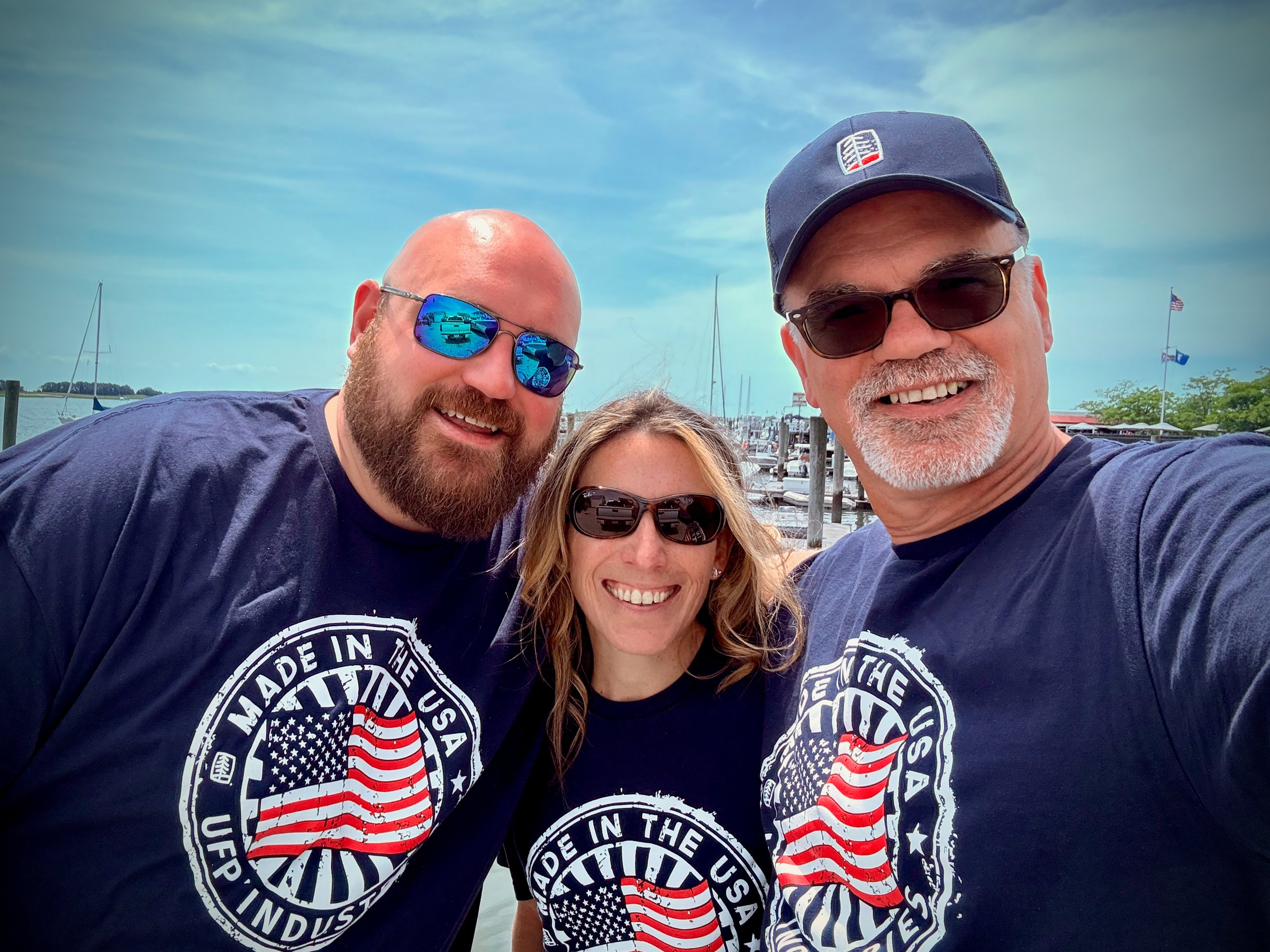 Bruce with family in UFP Made in the USA shirts