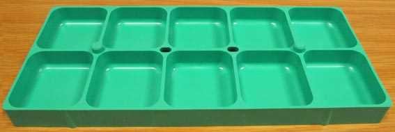 Green, 10 Compartment Tray