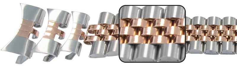 Gents (18&20&22mm*) Curved Ends, 2T Rose