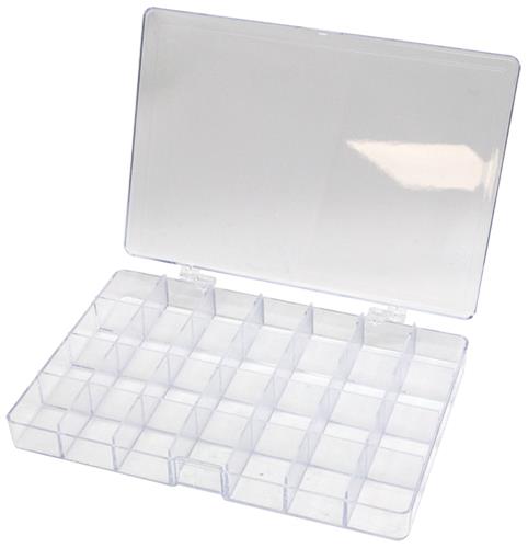 28 Compartments, 200 x 135 x 25mm (Hinged Lid)