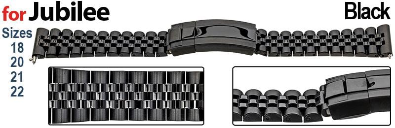 Satin with Mirror Centre Links, Black - Solid Links (Heavy 65g)