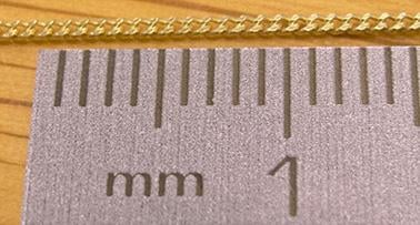 (2A) Ø0.78mm, 16" (40cm, 0.62g) Curb DC, 9ct Yellow