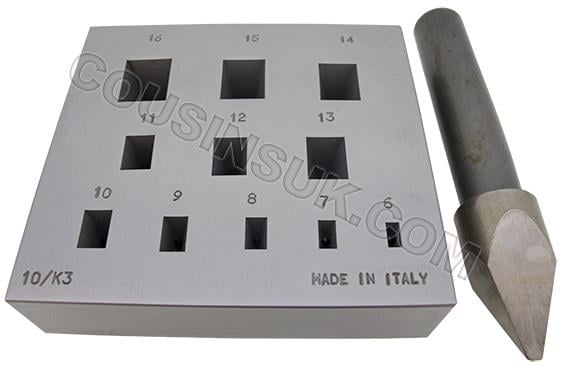 6 x 3mm to 16 x 13mm with 17 Degree Punch