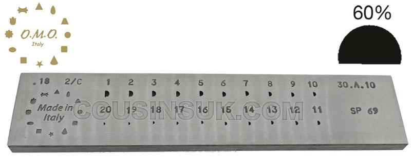 D Shape (60%) Ø1.00 to 3.00mm (20 Holes)