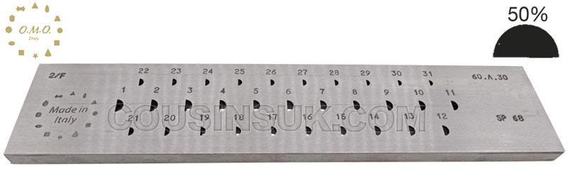D Shape (50%), Ø3.00 to Ø6.00mm (31 Holes)