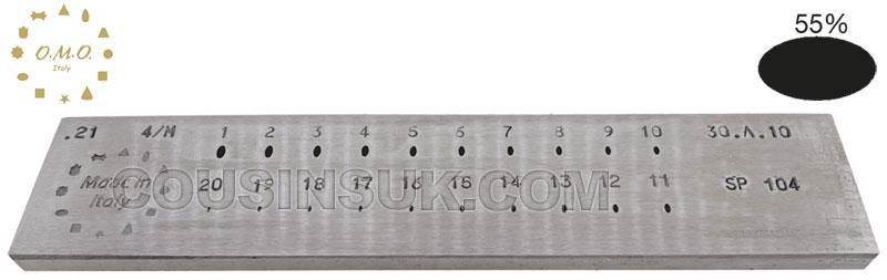 Oval (55%), Ø1.00 x 0.55 to Ø3.00 x 1.65mm (20 Holes)