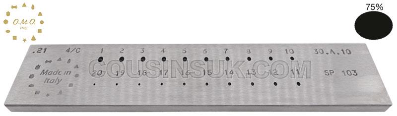 Oval (75%), Ø1.00 x 0.75 to Ø3.00 x 2.25mm (20 Holes)
