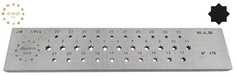 Star (6 points), 3.00 to 6.00mm (31 Holes)