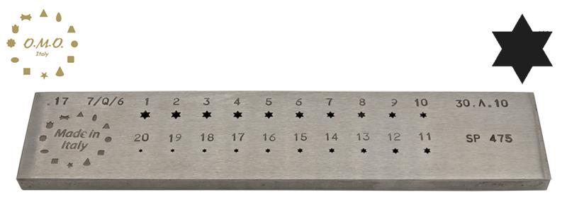 Star (6 points), 1.00 to 3.00mm (20 Holes)