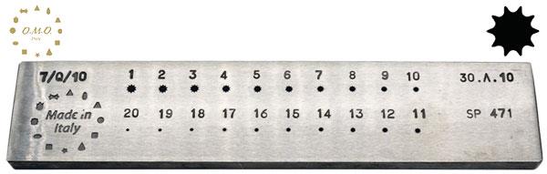 Star (10 points), 1.00 to 3.00mm (20 holes)