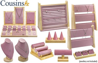 Soft Touch Jewellery Stand with Wooden Base