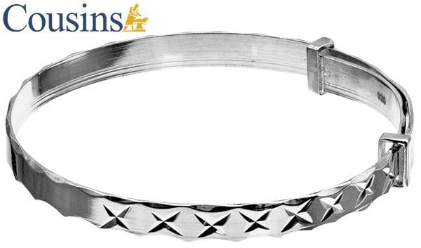 Silver, 4mm Diamond Cut with "X" Pattern