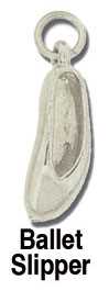 Ballet Slipper Silver Charm