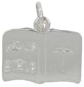 Open Bible Silver Pendant Charm
