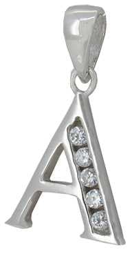 A - Silver C.Z. Stone Set Initial
