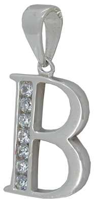 B - Silver C.Z. Stone Set Initial