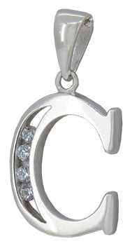 C - Silver C.Z. Stone Set Initial