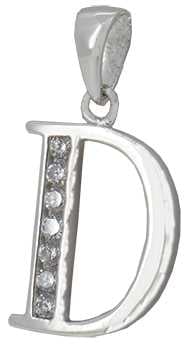 D - Silver C.Z. Stone Set Initial