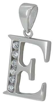 E - Silver C.Z. Stone Set Initial