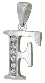 F - Silver C.Z. Stone Set Initial