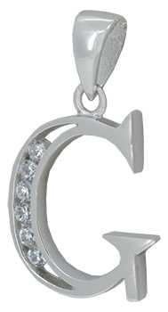 G - Silver C.Z. Stone Set Initial