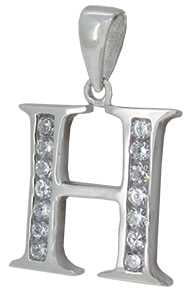 H - Silver C.Z. Stone Set Initial