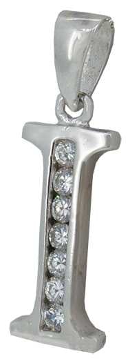 I - Silver C.Z. Stone Set Initial