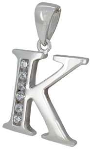 K - Silver C.Z. Stone Set Initial