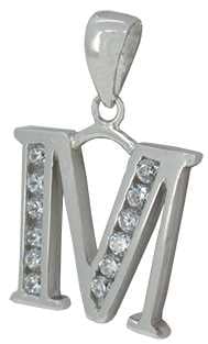 M - Silver C.Z. Stone Set Initial