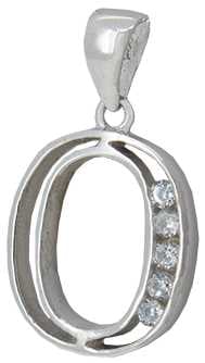 O - Silver C.Z. Stone Set Initial