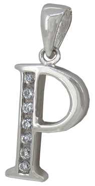 P - Silver C.Z. Stone Set Initial