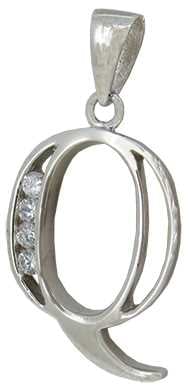 Q - Silver C.Z. Stone Set Initial
