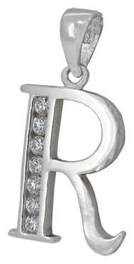 R - Silver C.Z. Stone Set Initial
