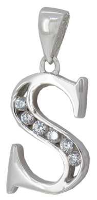 S - Silver C.Z. Stone Set Initial