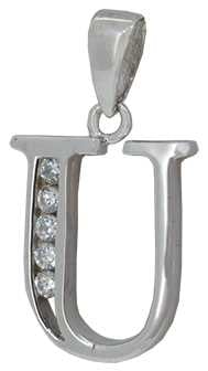 U - Silver C.Z. Stone Set Initial