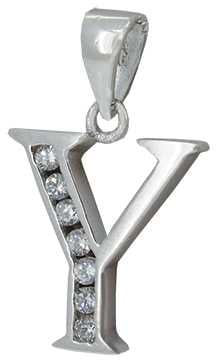 Y - Silver C.Z. Stone Set Initial