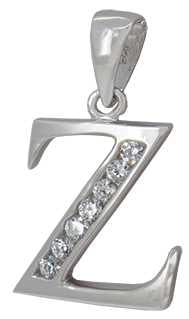 Z - Silver C.Z. Stone Set Initial