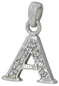 A - Silver C.Z. Stone Set Initial