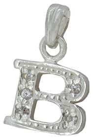 B - Silver C.Z. Stone Set Initial