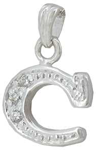 C - Silver C.Z. Stone Set Initial