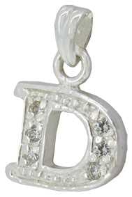 D - Silver C.Z. Stone Set Initial