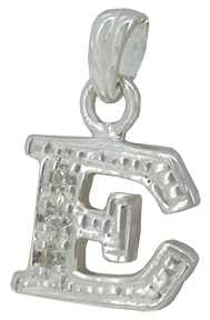 E - Silver C.Z. Stone Set Initial