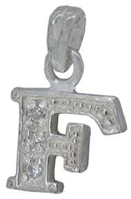 F - Silver C.Z. Stone Set Initial