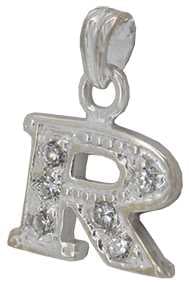 R - Silver C.Z. Stone Set Initial