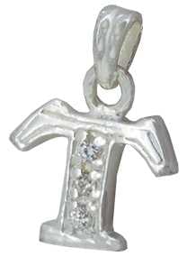 T - Silver C.Z. Stone Set Initial