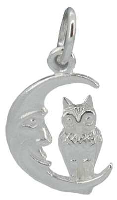 Owl & Moon Silver Charm