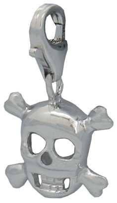 Skull & Cross Bones (1) Silver Charm - Clip On