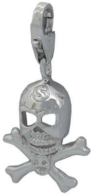 Skull & Cross Bones (2) Silver Charm - Clip On