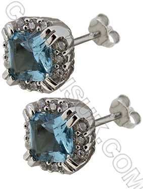 Aquamarine (Square) Earrings